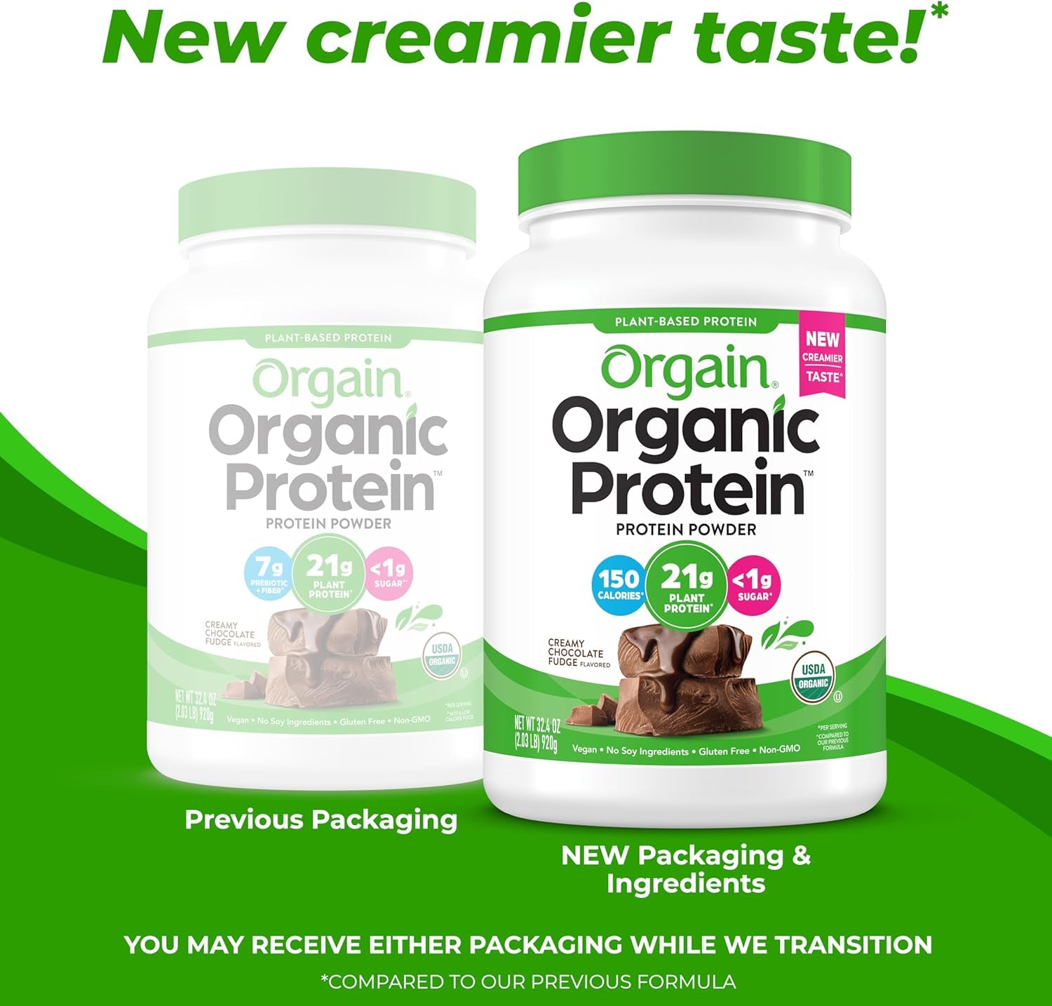 Organic Vegan Protein Powder, Creamy Chocolate Fudge - 21G Plant Protein, 6G Prebiotic Fiber, Low Net Carb, No Lactose Ingredients, No Added Sugar, Non-Gmo, for Shakes & Smoothies, 2.03 Lb