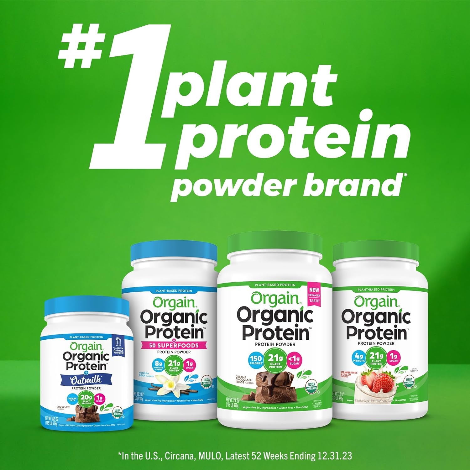 Organic Vegan Protein Powder, Creamy Chocolate Fudge - 21G Plant Protein, 6G Prebiotic Fiber, Low Net Carb, No Lactose Ingredients, No Added Sugar, Non-Gmo, for Shakes & Smoothies, 2.03 Lb